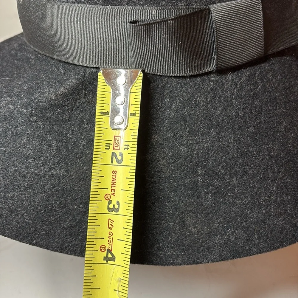 My Red Lippy Black Wool Floppy Hat Grosgrain Ribbon Band One Size